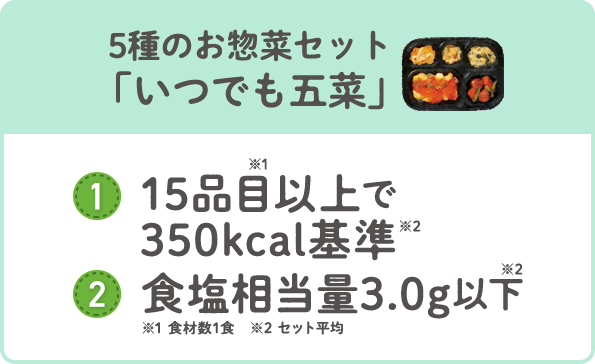 5種のお惣菜セット「いつでも五菜」